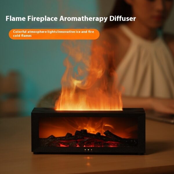 New Flame Aromatherapy Machine Colorful Essential Oil Diffuser Home Large Fog Volume Flame Humidifier 3D Flame Fireplace Machine - Image 5