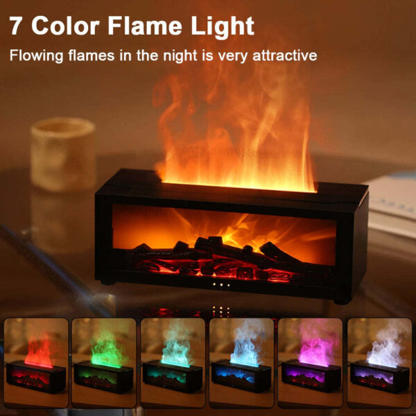 New Flame Aromatherapy Machine Colorful Essential Oil Diffuser Home Large Fog Volume Flame Humidifier 3D Flame Fireplace Machine - Image 6