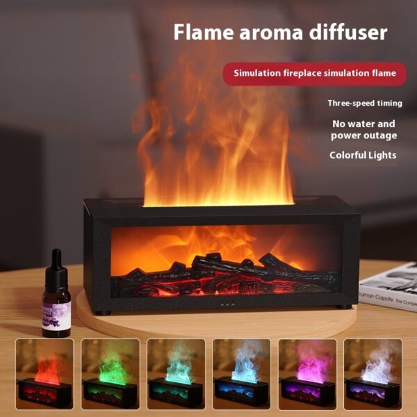 New Flame Aromatherapy Machine Colorful Essential Oil Diffuser Home Large Fog Volume Flame Humidifier 3D Flame Fireplace Machine - Image 7