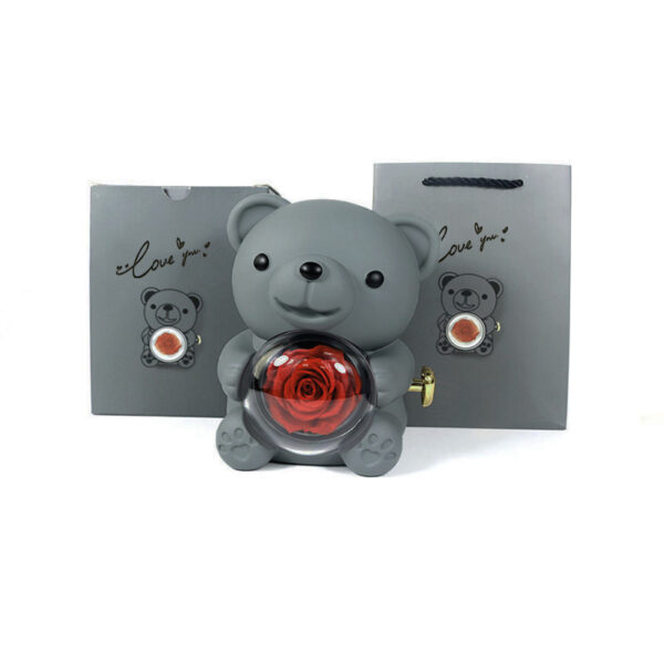 Rotating Bear Gift Box Rose Jewelry Box - Image 8