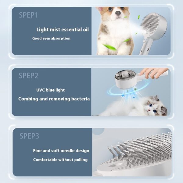 Animal Hair Remover Brush Dog And Cat Steam Brush Pet Self Cleaning Dog Brush Grooming Removes Cat Hairs Cat Dog Accessories Pet Products - Image 9