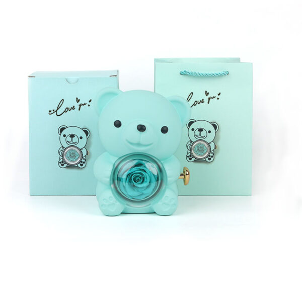 Rotating Bear Gift Box Rose Jewelry Box - Image 7