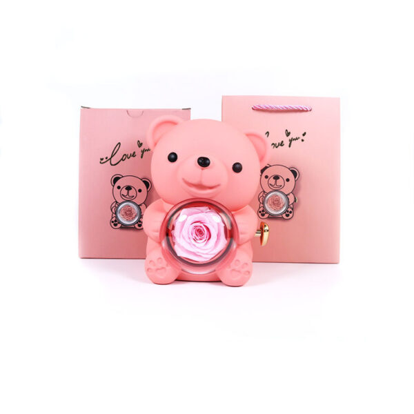 Rotating Bear Gift Box Rose Jewelry Box - Image 6