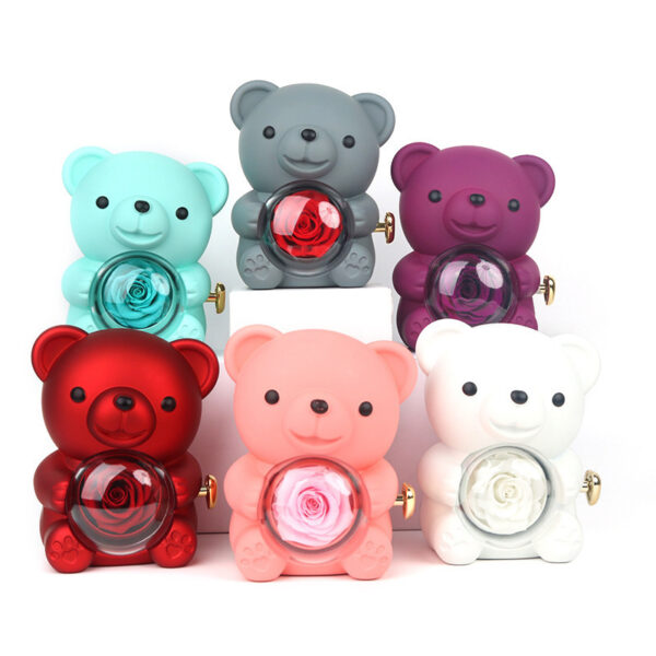 Rotating Bear Gift Box Rose Jewelry Box - Image 3