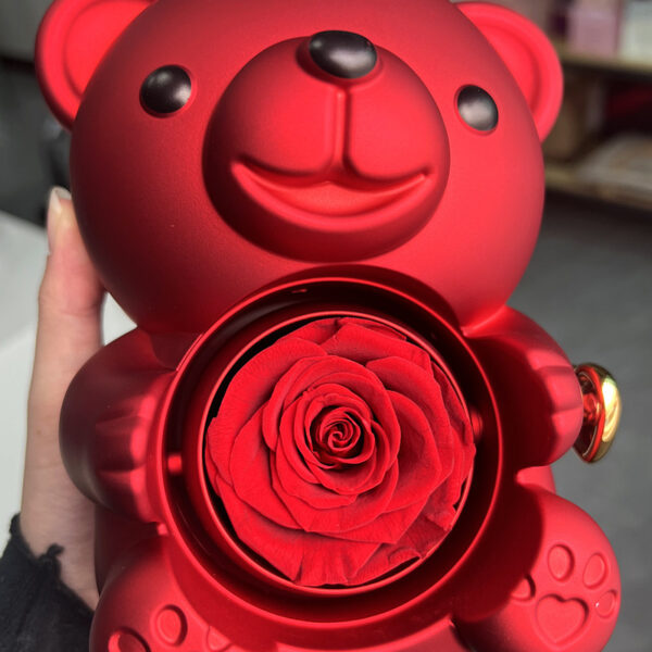 Rotating Bear Gift Box Rose Jewelry Box - Image 5